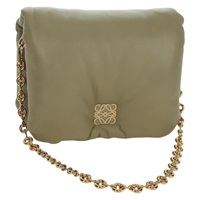 ロエベ LOEWE ショルダーバッグ パファー ゴヤバッグ レザー グリーン ゴールド レディース 161799SAM