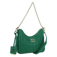 ミュウ ミュウ Miu Miu ショルダーバッグ マテラッセ チェーン レザー 2way グリーン ゴールド レディース 171450SAM