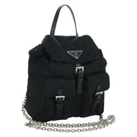 プラダ PRADA ショルダーバッグ チェーン ナイロン ブラック シルバー レディース 171449M