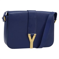 サンローラン SAINT LAURENT ショルダーバッグ Yライン レザー ブルー ゴールド 311214 レディース 172514V