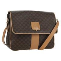 セリーヌ CELINE ショルダーバッグ マカダムキャンバス PVCレザー ブラウン ゴールド レディース am10907V