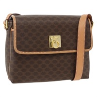 セリーヌ CELINE ショルダーバッグ マカダムキャンバス PVCレザー ブラウン ゴールド レディース am10946V