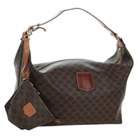 セリーヌ CELINE ショルダーバッグ マカダムキャンバス PVCレザー ブラウン ゴールド レディース ARZ081V