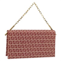 フェンディ FENDI ショルダーバッグ ズッキーノキャンバス チェーン レッド ゴールド レディース ARZ091SAV