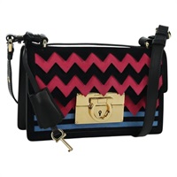 サルヴァトーレフェラガモ Salvatore Ferragamo ショルダーバッグ ガンチーニ スエード ブラック ピンク レディース ARZ419M