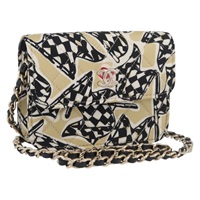 シャネル CHANEL ミニマトラッセ12 ショルダーバッグ チェーン キャンバス ベージュ ゴールド レディース BA11178SAM