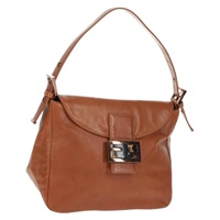 フェンディ FENDI マンマバゲット ショルダーバッグ レザー ブラウン レディース yk20189SAV