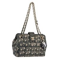 シャネル CHANEL ショルダーバッグ マトラッセ チェーン ナイロン グリーン ゴールド レディース ARZ394A