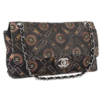 シャネル CHANEL ショルダーバッグ チェーン サテン ブラック シルバー レディース ARZ448A