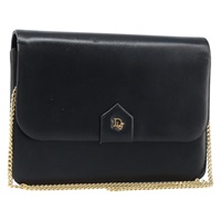 クリスチャンディオール Christian Dior ショルダーバッグ チェーン レザー ブラック ゴールド レディース ka2947A