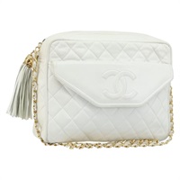 シャネル CHANEL ショルダーバッグ マトラッセ ラムスキン ホワイト ゴールド レディース mr2140A