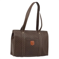 セリーヌ CELINE トートバッグ マカダムキャンバス PVCレザー ブラウン ゴールド レディース 172939V