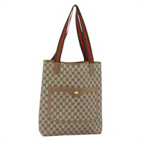 グッチ GUCCI トートバッグ GGスプリーム ウェブシェリーライン PVC ベージュ ゴールド レディース 173388A