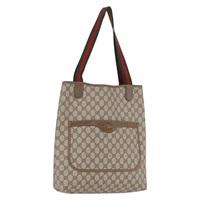 グッチ GUCCI トートバッグ GGスプリーム ウェブシェリーライン PVC ベージュ レッド 39 02 003 レディース 173924A