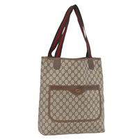 グッチ GUCCI トートバッグ GGスプリーム ウェブシェリーライン PVC ベージュ レッド 39 02 0031 レディース 173945A
