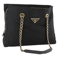 プラダ PRADA トートバッグ チェーン ナイロン ブラック ゴールド レディース am10950A