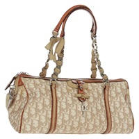 クリスチャンディオール Christian Dior ボストンバッグ トロッターキャンバス ロマンティック PVC ベージュ シルバー レディース 165370SAV