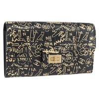 シャネル CHANEL 長財布 2.55 クロコ型押し ブラック ゴールド レディース 172450SAV