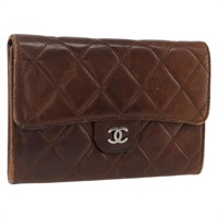 シャネル CHANEL 財布 マトラッセ キャビアスキン ブラウン レディース BSZ037