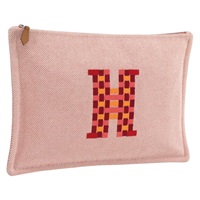 エルメス HERMES ポーチ コットン レッド シルバー レディース 174146M