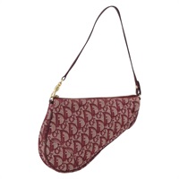 クリスチャンディオール Christian Dior ポーチ トロッターキャンバス サドルポーチ レッド ゴールド レディース 174156A