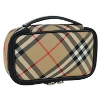 バーバリー BURBERRY ポーチ ノバチェック ナイロン ベージュ シルバー レディース am10890V