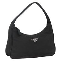 プラダ PRADA ハンドバッグ ハンドポーチ ナイロン ブラック シルバー レディース ARZ390A