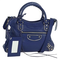 バレンシアガ BALENCIAGA ザタウン メタリックエッジ ハンドバッグ レザー 2way ネイビー ゴールド 240579 レディース ARZ708SAV