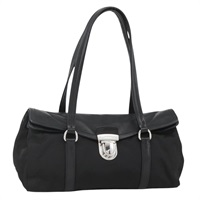 プラダ PRADA ハンドバッグ ナイロン レザー ブラック シルバー レディース BAZ535V