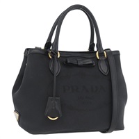 プラダ PRADA ハンドバッグ キャンバス 2way ブラック ゴールド レディース ka3289V