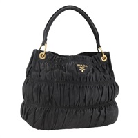 プラダ PRADA ハンドバッグ ナッパ レザー ブラック ゴールド レディース ka3376V