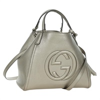 グッチ GUCCI ハンドバッグ ソーホー レザー 2way シルバー ゴールド 336751 レディース ki6605M