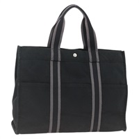 エルメス HERMES フールトゥGM ハンドバッグ キャンバス ブラック シルバー レディース ARZ768A