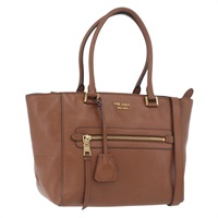 プラダ PRADA ハンドバッグ レザー 2way ブラウン ゴールド レディース ka3430A