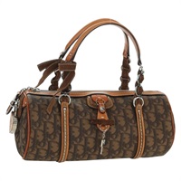 クリスチャンディオール Christian Dior ハンドバッグ ロマンティック トロッターキャンバス PVC ブラウン シルバー レディース 170563V