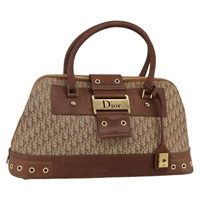 クリスチャンディオール Christian Dior ハンドバッグ トロッターキャンバス ベージュ ブラウン レディース 174326A