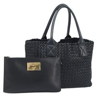 ボッテガヴェネタ BOTTEGAVENETA カバPM ハンドバッグ イントレチャート レザー ブラック 141498 レディース am11135SAV