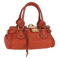 クロエ Chloe パディントン ハンドバッグ レザー オレンジ シルバー レディース BAZ691V