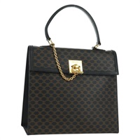 セリーヌ CELINE ハンドバッグ マカダムキャンバス PVCレザー ブラック ゴールド レディース BAZ800V
