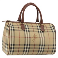バーバリー BURBERRY ハンドバッグ ノバチェック PVCレザー ベージュ ゴールド レディース SW2248V