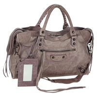 バレンシアガ BALENCIAGA ザ シティ ハンドバッグ レザー 2way パープル グレー 115748 レディース yk20199SAV