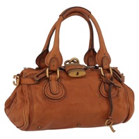 クロエ Chloe パディントン ハンドバッグ レザー ブラウン ゴールド レディース YKZ294M