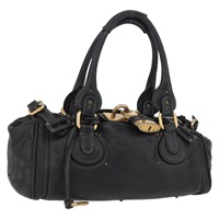 クロエ Chloe パディントン ハンドバッグ レザー ブラック ゴールド レディース am11134A