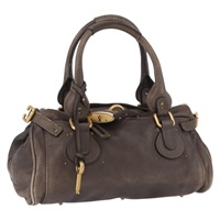 クロエ Chloe パディントン ハンドバッグ レザー グレー ゴールド レディース am11149A