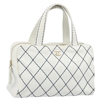 シャネル CHANEL ハンドバッグ ワイルドステッチ レザー ホワイト ゴールド レディース BAZ253A