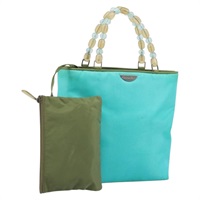 クリスチャンディオール Christian Dior ハンドバッグ マリスパール ナイロン ターコイズブルー シルバー レディース BAZ685A