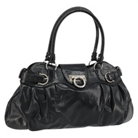 サルヴァトーレフェラガモ Salvatore Ferragamo ハンドバッグ ガンチーニ レザー ブラック ゴールド レディース BAZ862A