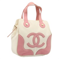 シャネル CHANEL ハンドバッグ マシュマロ ココマーク キャンバス ホワイト ピンク レディース BAZ869A