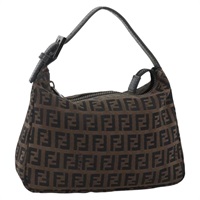 フェンディ FENDI ハンドバッグ ズッキーノキャンバス ハンドポーチ ブラック ブラウン レディース bs34203A