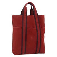 エルメス HERMES フールトゥ カバス ハンドバッグ キャンバス ネイビー レッド レディース ka3480A